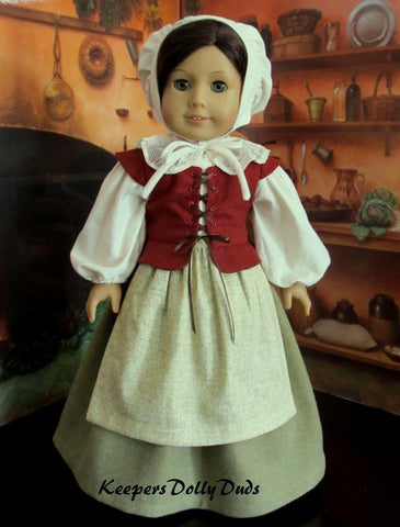 Keepers Dolly Duds Designs 18 Inch Historical Pretty Pilgrim 18" Doll Clothes Pattern Pixie Faire