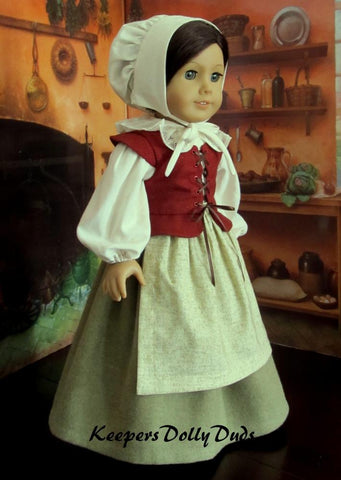 Keepers Dolly Duds Designs 18 Inch Historical Pretty Pilgrim 18" Doll Clothes Pattern Pixie Faire