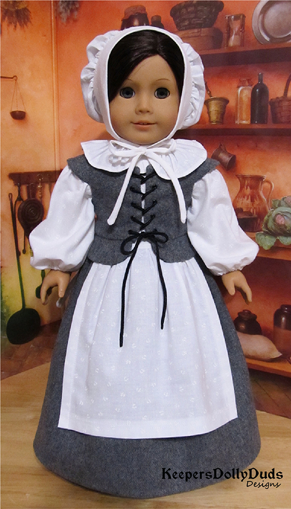 Keepers Dolly Duds Designs 18 Inch Historical Pretty Pilgrim 18" Doll Clothes Pattern Pixie Faire
