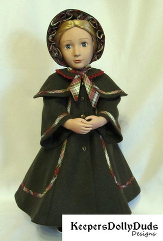 Keepers Dolly Duds Designs 18 Inch Historical Victorian Caroler's Coat and Bonnet For A Girl For All Time Dolls Pixie Faire