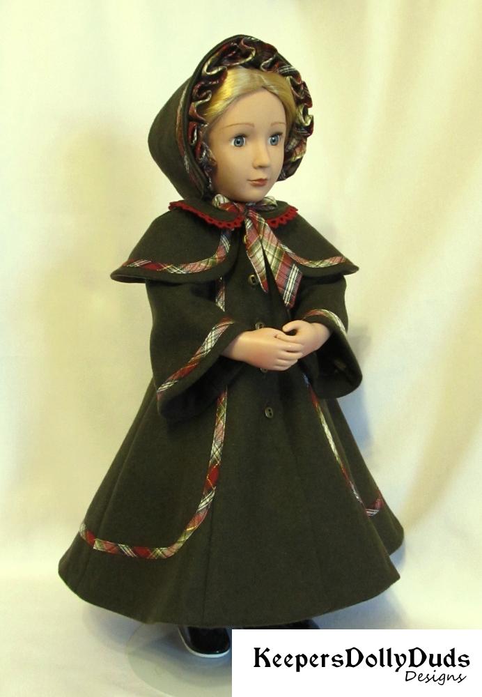 Keepers Dolly Duds Designs 18 Inch Historical Victorian Caroler's Coat and Bonnet For A Girl For All Time Dolls Pixie Faire