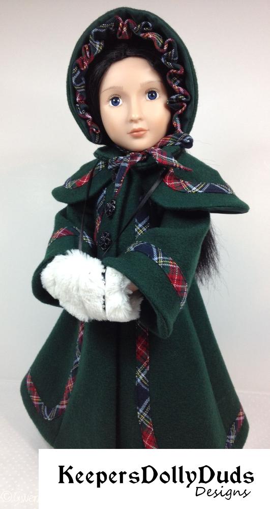 Keepers Dolly Duds Designs 18 Inch Historical Victorian Caroler's Coat and Bonnet For A Girl For All Time Dolls Pixie Faire