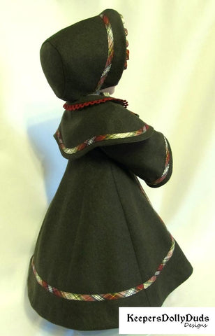 Keepers Dolly Duds Designs 18 Inch Historical Victorian Caroler's Coat and Bonnet For A Girl For All Time Dolls Pixie Faire