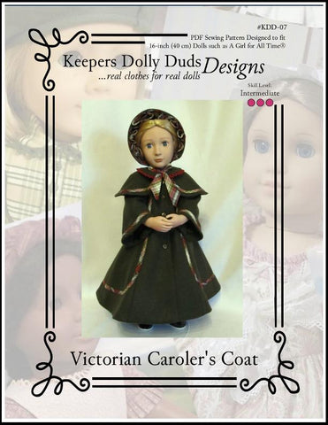 Keepers Dolly Duds Designs 18 Inch Historical Victorian Caroler's Coat and Bonnet For A Girl For All Time Dolls Pixie Faire