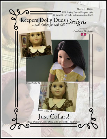 Keepers Dolly Duds Designs 18 Inch Historical Sweet 70s Dress 18" Doll Clothes Pattern Pixie Faire