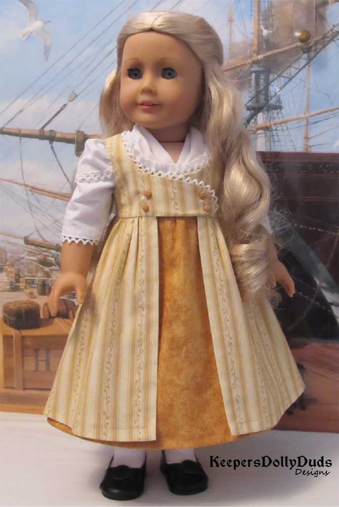 Keepers Dolly Duds Designs 18 Inch Historical Regency Pinafore Dress and Fichu 18" Doll Clothes Pattern Pixie Faire