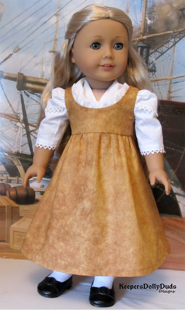Keepers Dolly Duds Designs 18 Inch Historical Regency Pinafore Dress and Fichu 18" Doll Clothes Pattern Pixie Faire