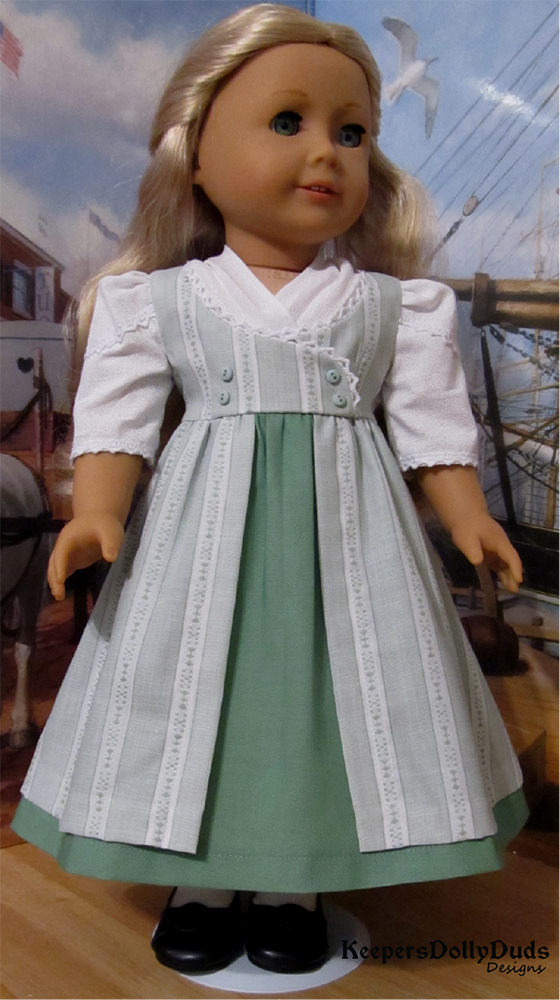 Keepers Dolly Duds Designs 18 Inch Historical Regency Pinafore Dress and Fichu 18" Doll Clothes Pattern Pixie Faire