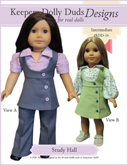 Keepers Dolly Duds Study Hall 18 inch Doll Clothes PDF Pattern