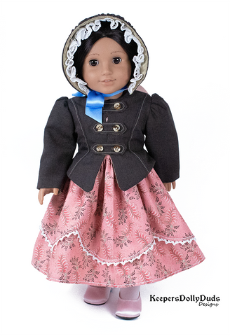 Keepers Dolly Duds Designs 18 Inch Historical 1850s Girls Jacket and Bonnet Ensemble 18" Doll Clothes Pattern Pixie Faire