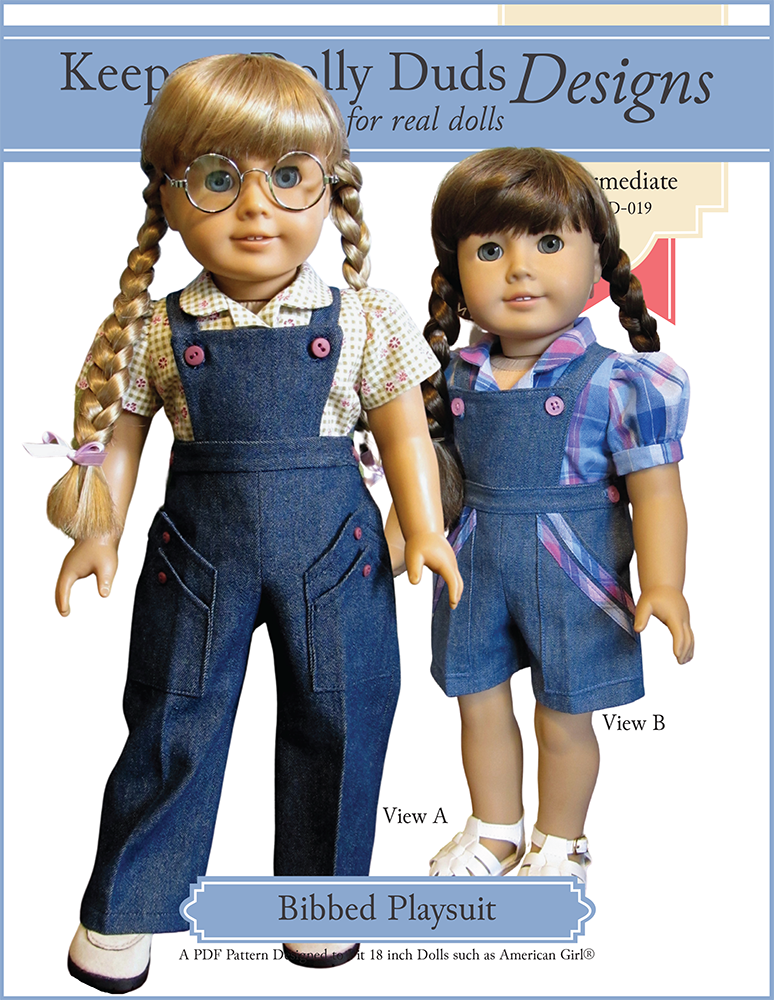 Keepers Dolly Duds Designs 18 inch Historical Bibbed Playsuit 18" Doll Clothes Pattern Pixie Faire