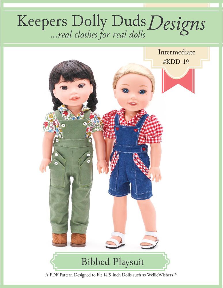 Keepers Dolly Duds Pixie Faire WellieWishers Bibbed Playsuit 14.5" Doll Clothes Pattern Pixie Faire