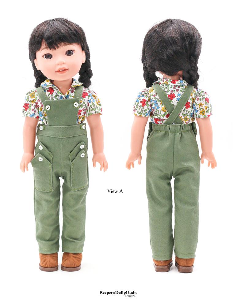 Keepers Dolly Duds Pixie Faire WellieWishers Bibbed Playsuit 14.5" Doll Clothes Pattern Pixie Faire