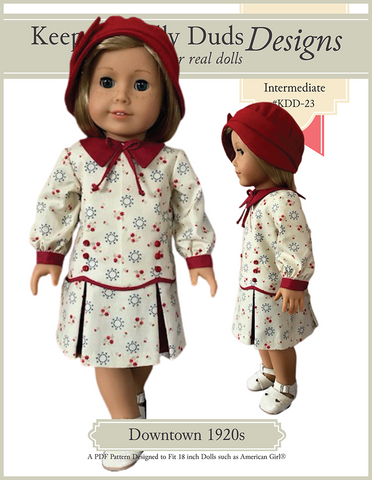 Keepers Dolly Duds Designs 18 Inch Historical Downtown 1920s Dress and Hat 18" Doll Clothes Pattern Pixie Faire