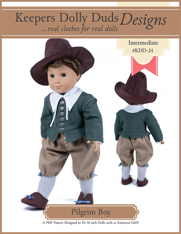 Keepers Dolly Duds Designs 18 Inch Boy Doll Pilgrim Boy 18" Doll Clothes Pattern Pixie Faire