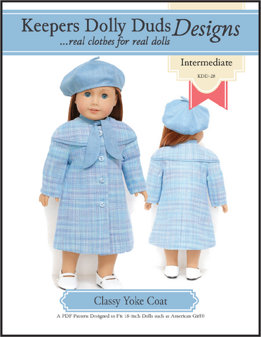 Keepers Dolly Duds Designs 18 Inch Historical Classy Yoke Coat and Tam 18" Doll Clothes Pattern Pixie Faire