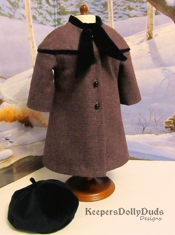 Keepers Dolly Duds Designs 18 Inch Historical Classy Yoke Coat and Tam 18" Doll Clothes Pattern Pixie Faire