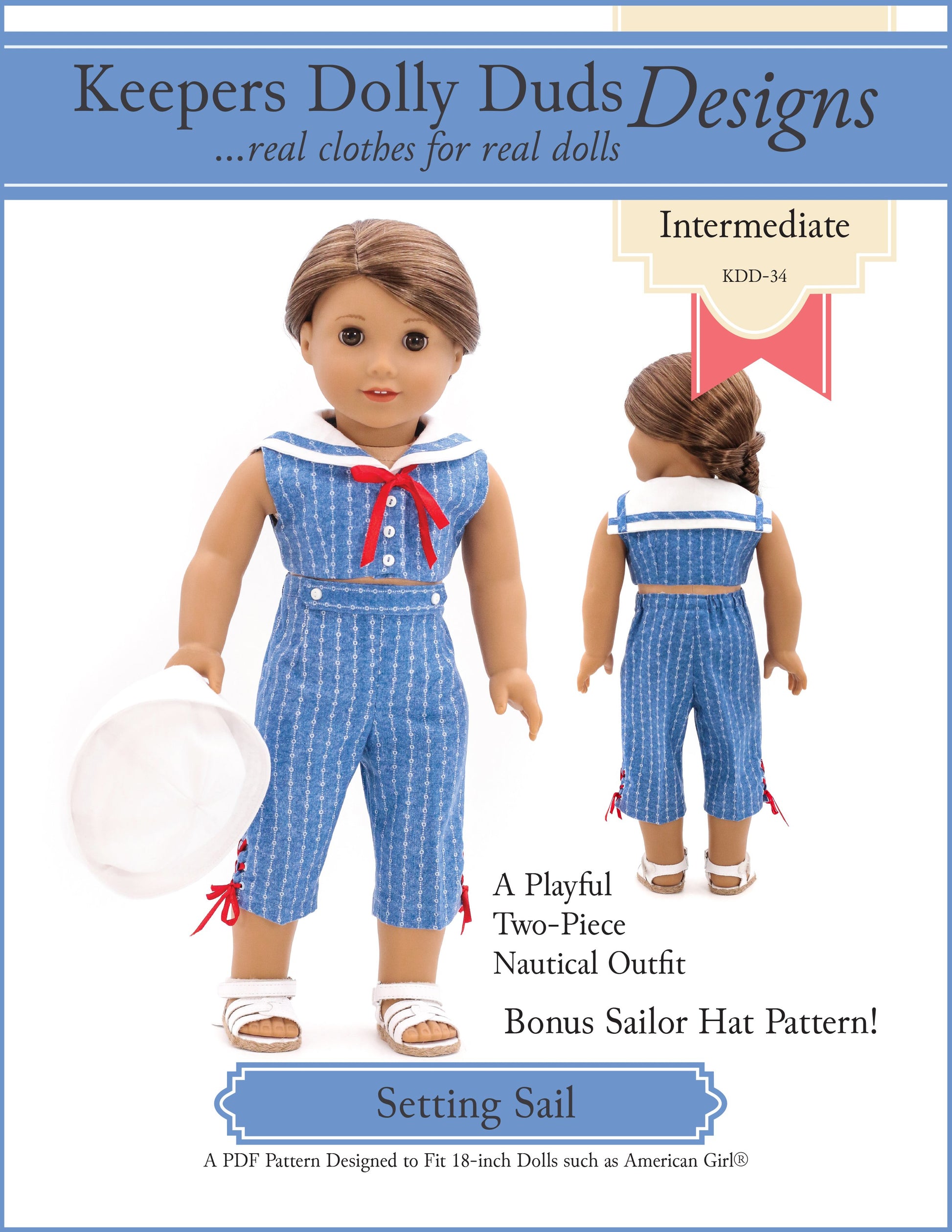 Keepers Dolly Duds Designs 18 Inch Historical Setting Sail 18" Doll Clothes Pattern Pixie Faire