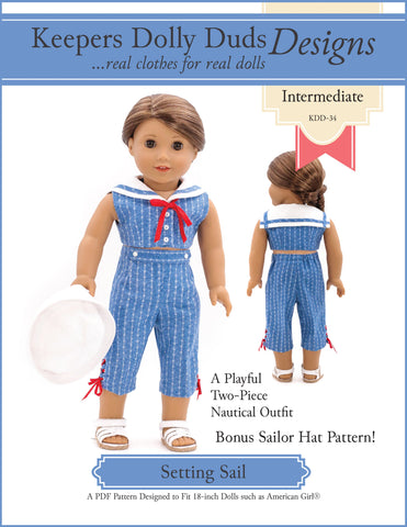 Keepers Dolly Duds Designs 18 Inch Historical Setting Sail 18" Doll Clothes Pattern Pixie Faire