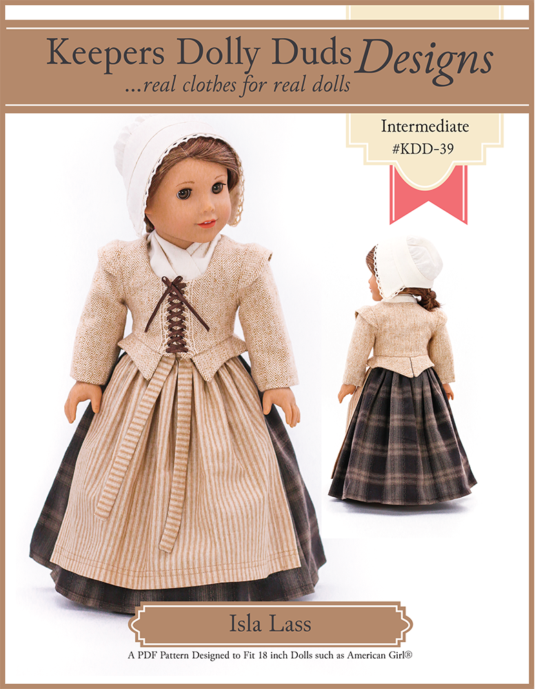 Keepers Dolly Duds Designs 18 Inch Historical Isla Lass 18" Doll Clothes Pattern Pixie Faire