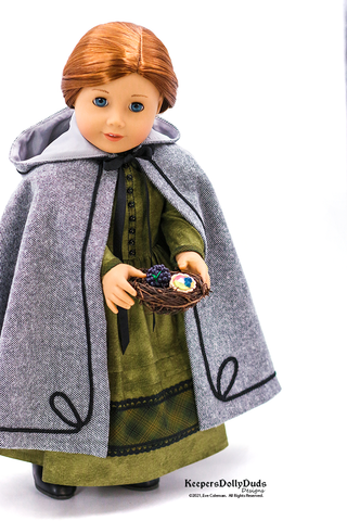Keepers Dolly Duds Designs 18 Inch Historical Hooded Cloak 18" Doll Clothes Pattern Pixie Faire
