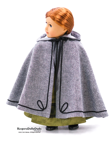 Keepers Dolly Duds Designs 18 Inch Historical Hooded Cloak 18" Doll Clothes Pattern Pixie Faire