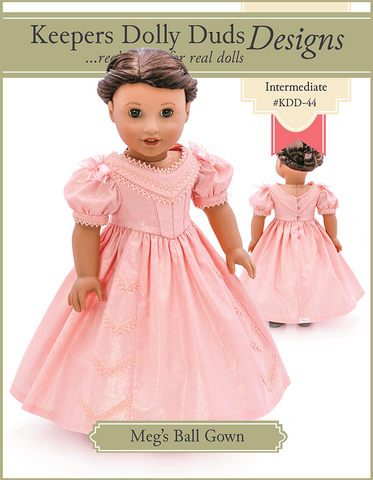 Keepers Dolly Duds Designs 18 Inch Historical Meg's Ball Gown 18" Doll Clothes Pattern Pixie Faire