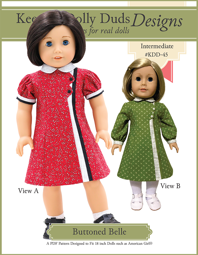 Keepers Dolly Duds Designs 18 Inch Historical Buttoned Belle 18" Doll Clothes Pattern Pixie Faire