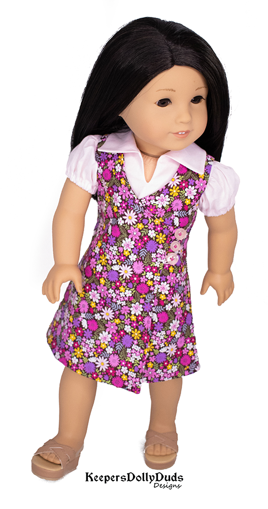 Keepers Dolly Duds Designs 18 Inch Historical Home Room 1970's Style Jumper and Blouse 18" Doll Clothes Pattern Pixie Faire