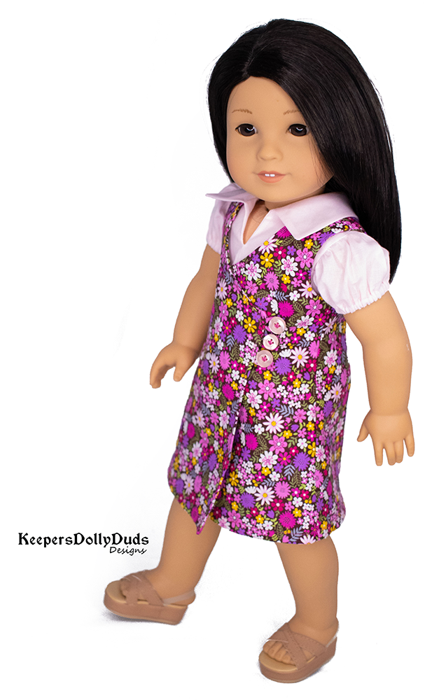 Keepers Dolly Duds Designs 18 Inch Historical Home Room 1970's Style Jumper and Blouse 18" Doll Clothes Pattern Pixie Faire