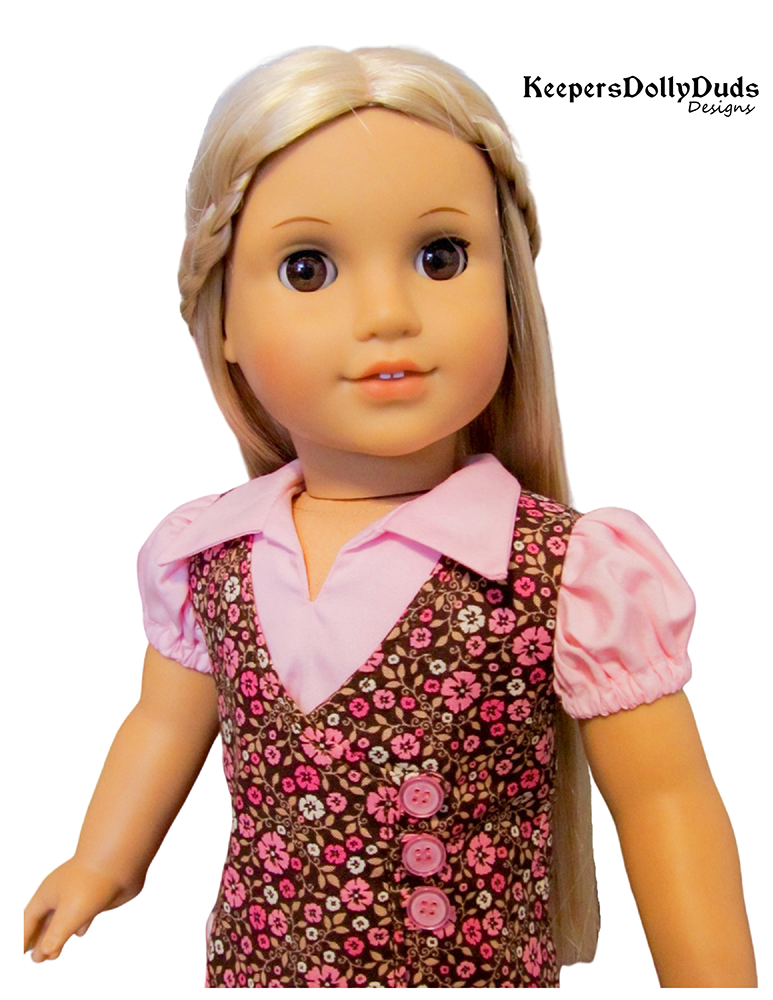 Keepers Dolly Duds Designs 18 Inch Historical Home Room 1970's Style Jumper and Blouse 18" Doll Clothes Pattern Pixie Faire