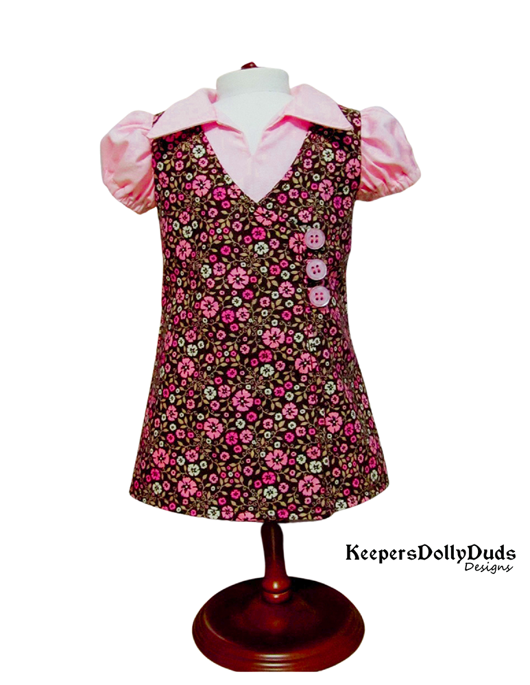 Keepers Dolly Duds Designs 18 Inch Historical Home Room 1970's Style Jumper and Blouse 18" Doll Clothes Pattern Pixie Faire