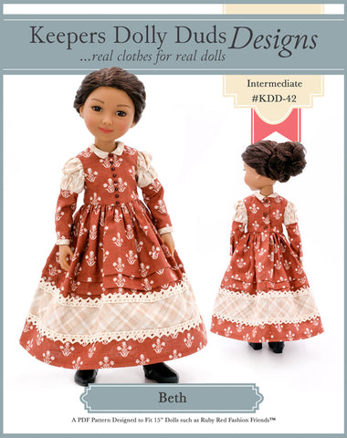 Keepers Dolly Duds Pixie Faire Ruby Red Fashion Friends Beth Pattern For 15" Ruby Red Fashion Friends Dolls Pixie Faire