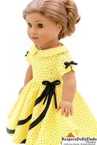 Keepers Dolly Duds Designs 18 Inch Historical 1950s Circle Swirl Dress 18" Doll Clothes Pattern Pixie Faire
