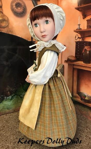 Keepers Dolly Duds Designs A Girl For All Time Pretty Pilgrim Pattern For A Girl For All Time Dolls Pixie Faire