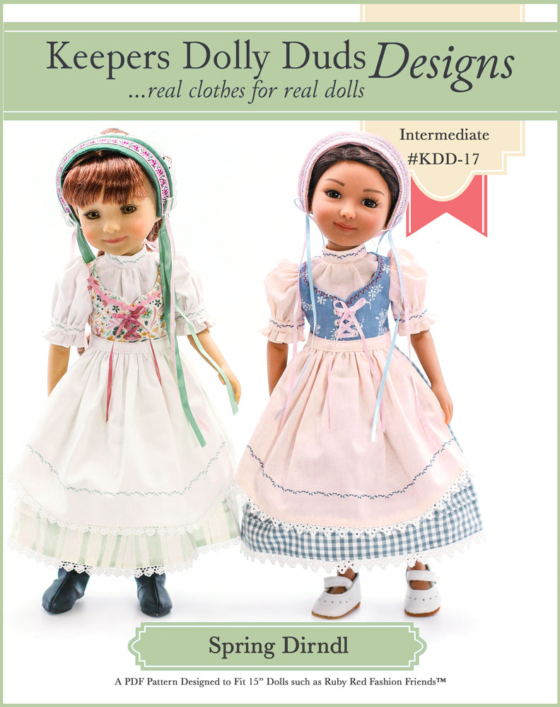 Keepers Dolly Duds Pixie Faire Ruby Red Fashion Friends Spring Dirndl Pattern for 15" Ruby Red Fashion Friends Dolls Pixie Faire