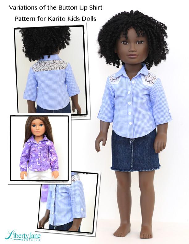 Liberty Jane Karito Kids Button Up Shirt Pattern for Karito Kids Dolls Pixie Faire
