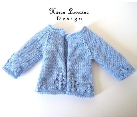 Karen Lorraine Design WellieWishers Luxe Cardigan 14-14.5 Inch Doll Clothes Knitting Pattern Pixie Faire