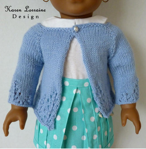 Karen Lorraine Design Knitting Luxe Cardigan Knitting Pattern For 18" Dolls Pixie Faire