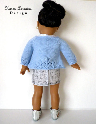 Karen Lorraine Design Knitting Luxe Cardigan Knitting Pattern For 18" Dolls Pixie Faire