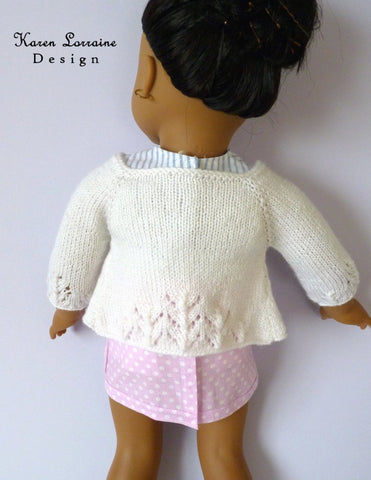 Karen Lorraine Design Knitting Luxe Cardigan Knitting Pattern For 18" Dolls Pixie Faire