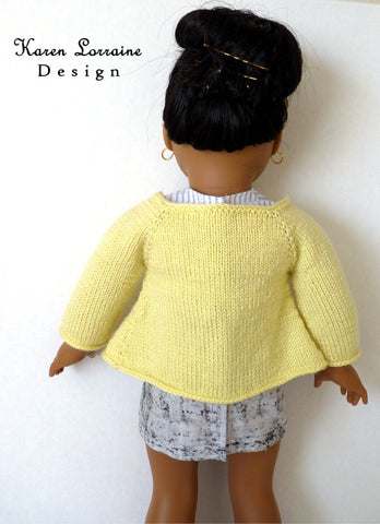 Karen Lorraine Design Knitting Luxe Cardigan Knitting Pattern For 18" Dolls Pixie Faire