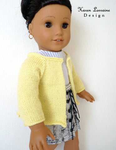 Karen Lorraine Design Knitting Luxe Cardigan Knitting Pattern For 18" Dolls Pixie Faire