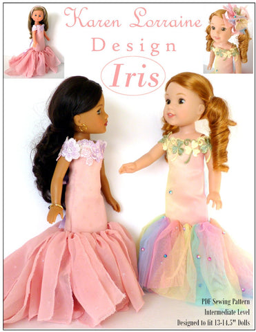 Karen Lorraine Design WellieWishers Iris Dress 13-14.5 Inch Doll Clothes Pattern Pixie Faire