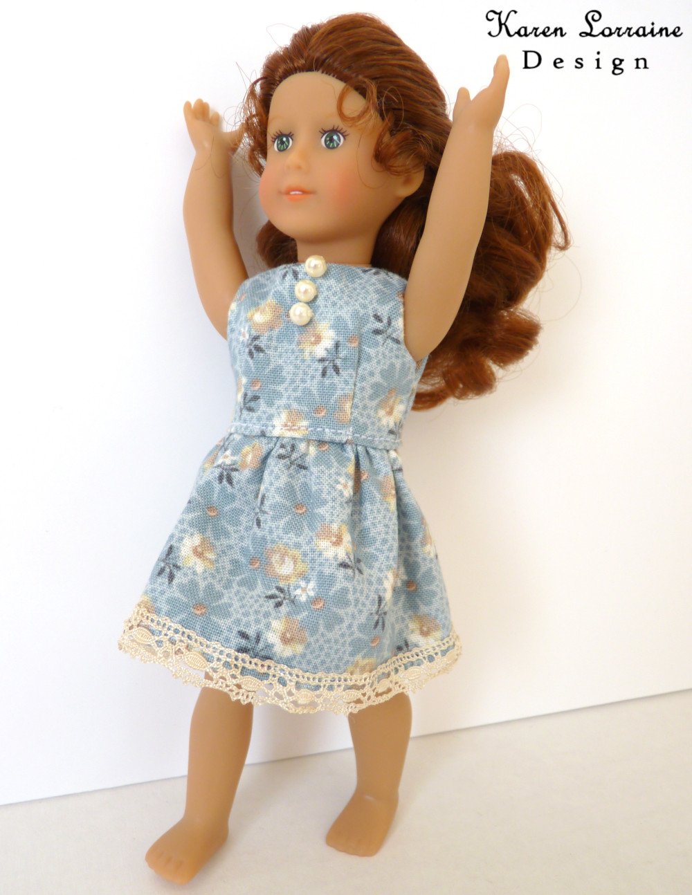 Karen Lorraine Design Mini Melrose Dress for 6" Mini Dolls Pixie Faire
