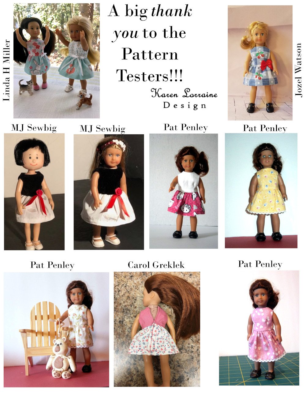 Karen Lorraine Design Mini Melrose Dress for 6" Mini Dolls Pixie Faire