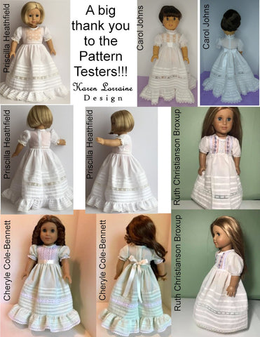 Karen Lorraine Design 18 Inch Historical Heirloom Lace Dress 18" Doll Clothes Pattern Pixie Faire