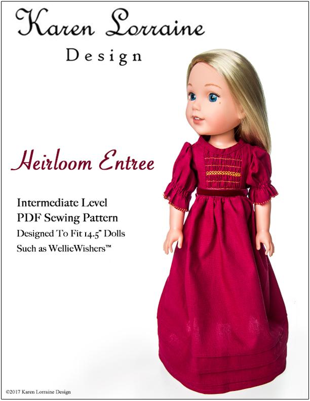 Karen Lorraine Design WellieWishers Heirloom Entree 13-14.5 Inch Doll Clothes Pattern Pixie Faire
