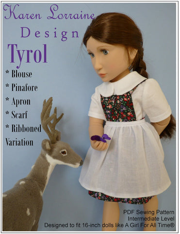 Karen Lorraine Design A Girl For All Time Tyrol 16" Doll Clothes Pattern For A Girl For All Time Dolls Pixie Faire