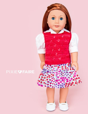 Karen Lorraine Design Knitting Lace Vest Knitting Pattern For 18" Dolls Pixie Faire